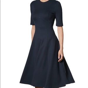 LK Bennett Beth Sloane Blue Seam Detail Midi Dress